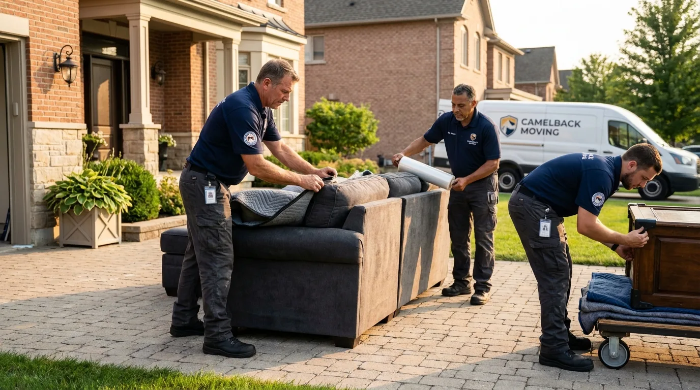Large estate moving crew wrapping furniture in Belvidere, IL
